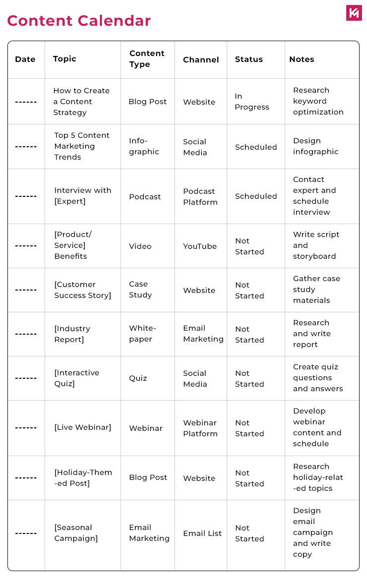 editorial calendar