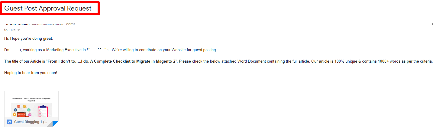Guest Post request email