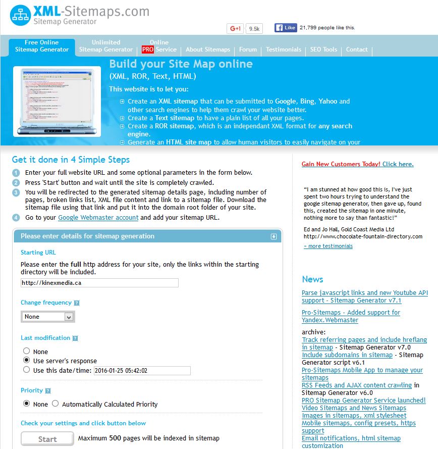 XML Sitemaps Tool