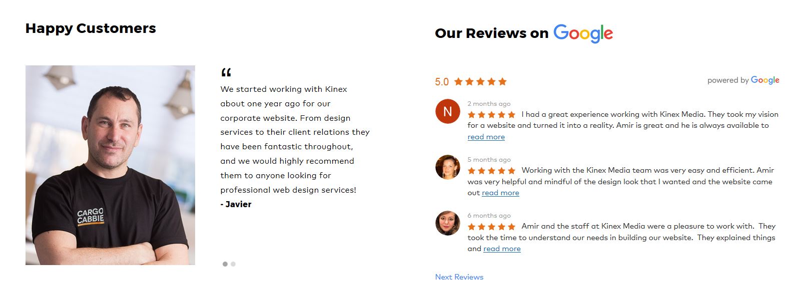 Show Client Reviews to Your Visitors