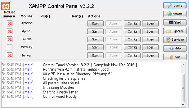 XAMPP Control Panel