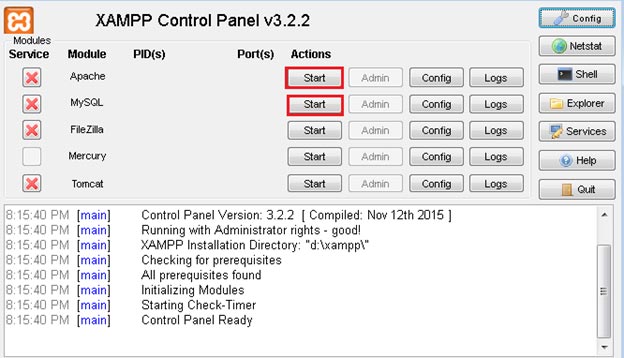 Xampp Control Panel